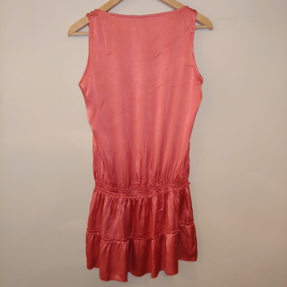 Hale Bob Silk Coral Studded Smock Drop Waist Mini Dress, Size S - Picture 2 of 5
